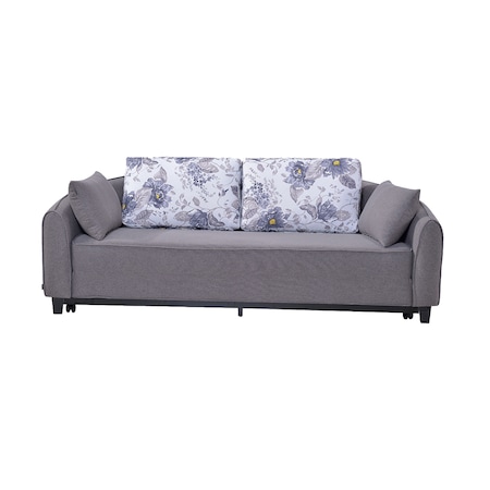 Canapea extensibila Kring Abby, rotunda, material textil, 200x120x85 cm, Gri