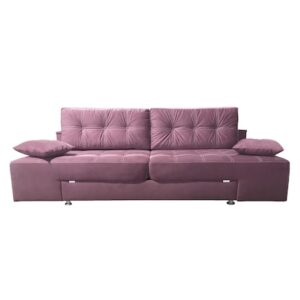 Canapea extensibila Rafael 160, Iza, Relaxa, lada, noptiere, perne, culoare roz pudra, plus, 250x105x85
